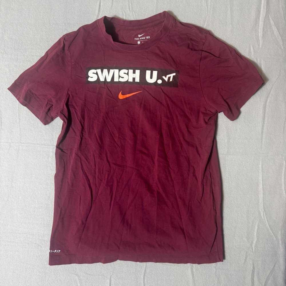Nike Virginia Tech Swish U VT Dri-FIT Maroon Graphic T-Shirt Mens Medium